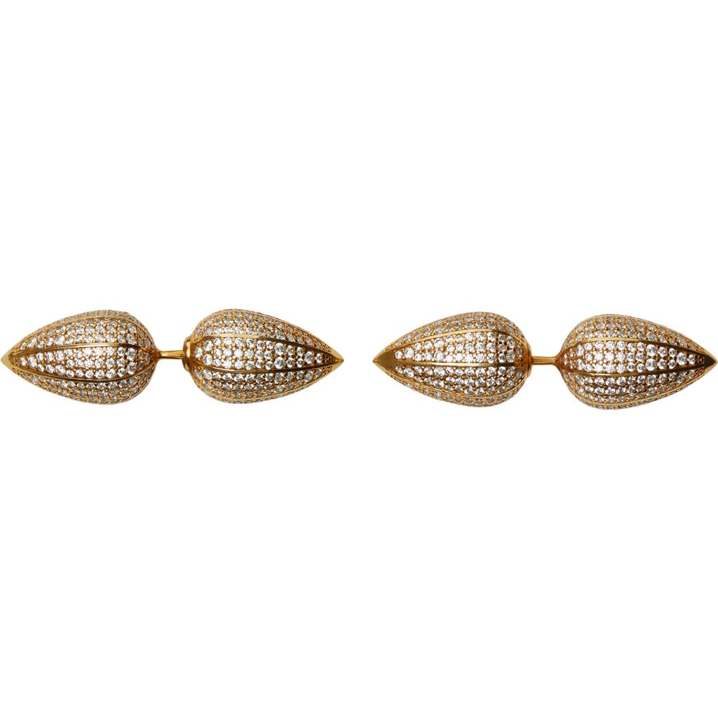 Burberry Spear-shaped Logo Earrings In Gold/clear