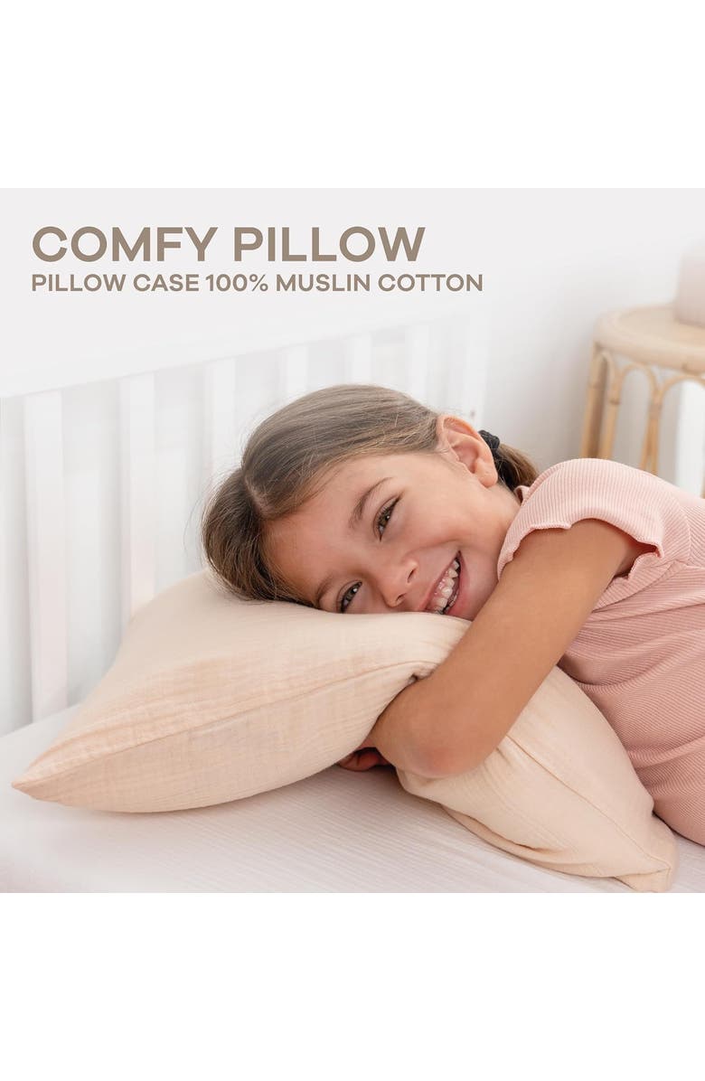 Comfy Cubs Toddler Pillows with Soft Muslin Pillow Case, Alternate, color, Cream