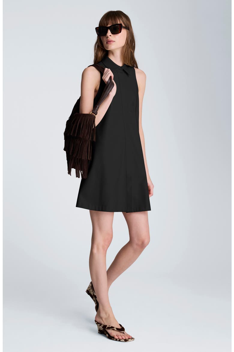 Sleeveless Faux Leather Trapeze Minidress, Alternate, color, BLACK