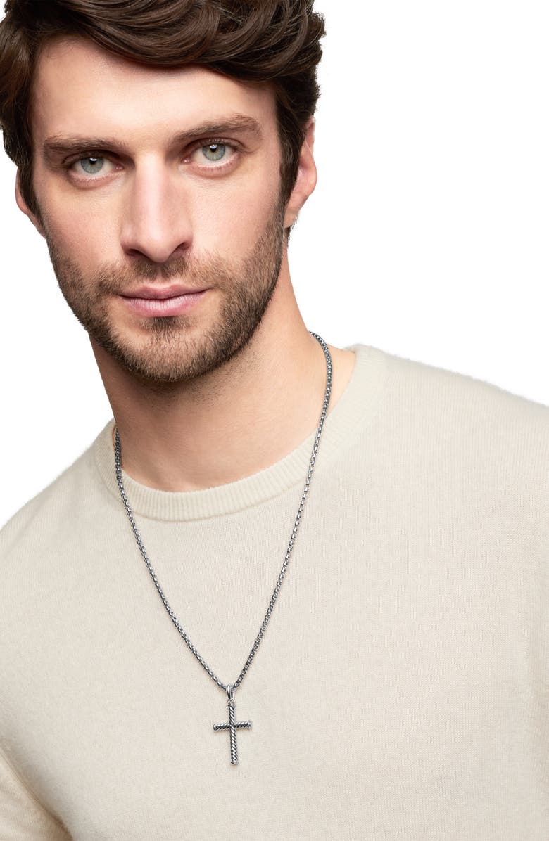 David Yurman Cable Cross Pendant in Sterling Silver, 35mm, Alternate, color, Silver