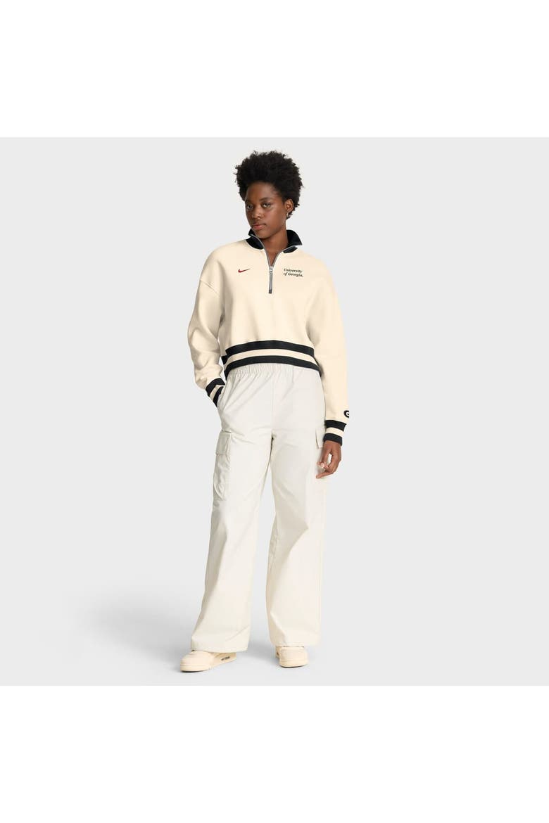 Women's Nike Tan Georgia Bulldogs Legacy Half-Zip Sweatshirt, Alternate, color, Cream