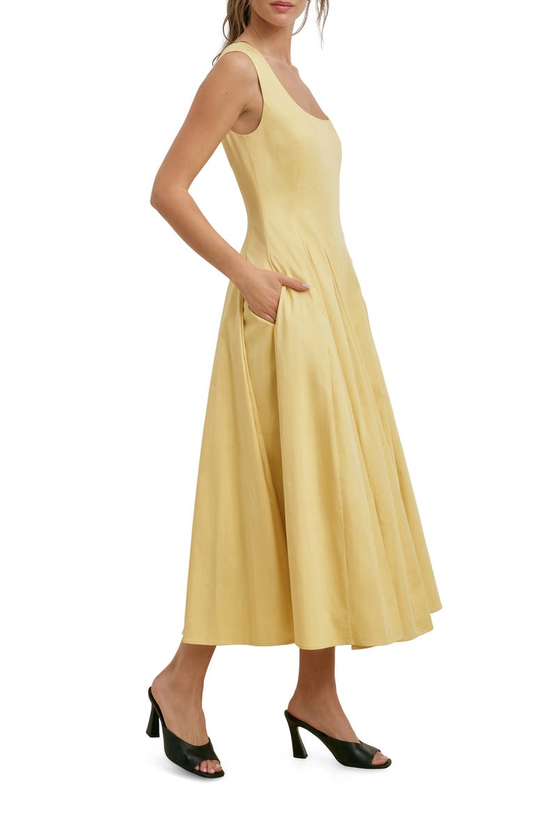 The Muse Floral Stretch Cotton Midi Dress, Alternate, color, GOLDEN