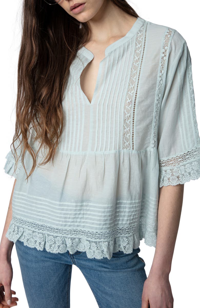 Zadig & Voltaire Tosea Cotton Blend Peplum Blouse, Alternate, color,