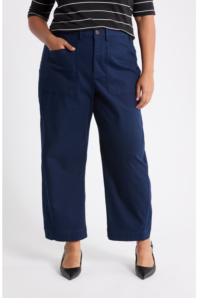 SPANXsupersmooth® Barrel Leg Stretch Twill Utility Pants, Main, color, TIMELESS NAVY