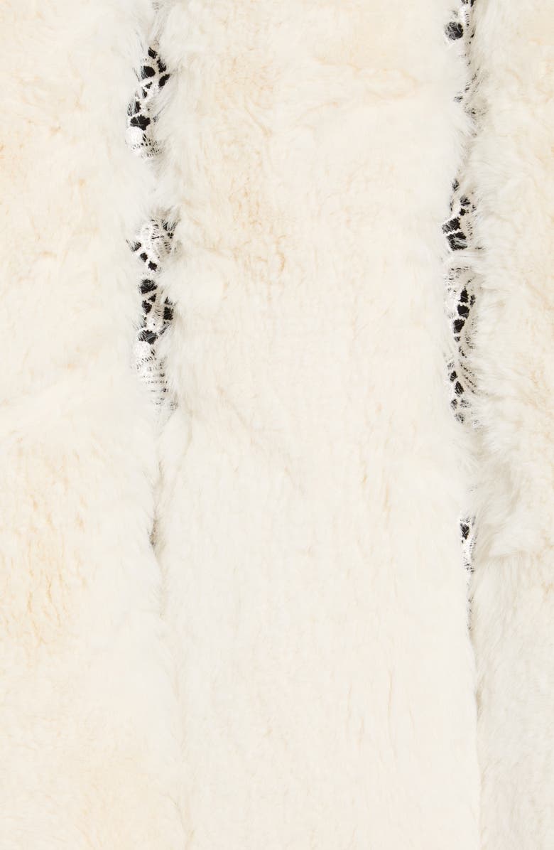 La Fiorentina Lace Trim Faux Fur Cape, Alternate, color, White