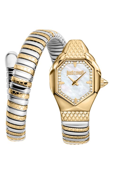 Snake Wraparound Bracelet Watch, 22mm x 34.5mm