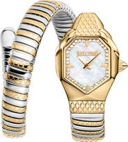 Just Cavalli Snake Wraparound Bracelet Watch, 22mm x 34.5mm