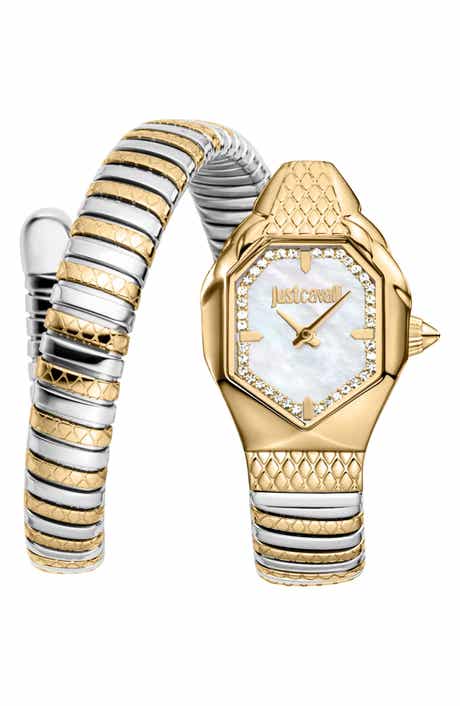 Just Cavalli Snake Wraparound Bracelet Watch, 22mm x 34.5mm