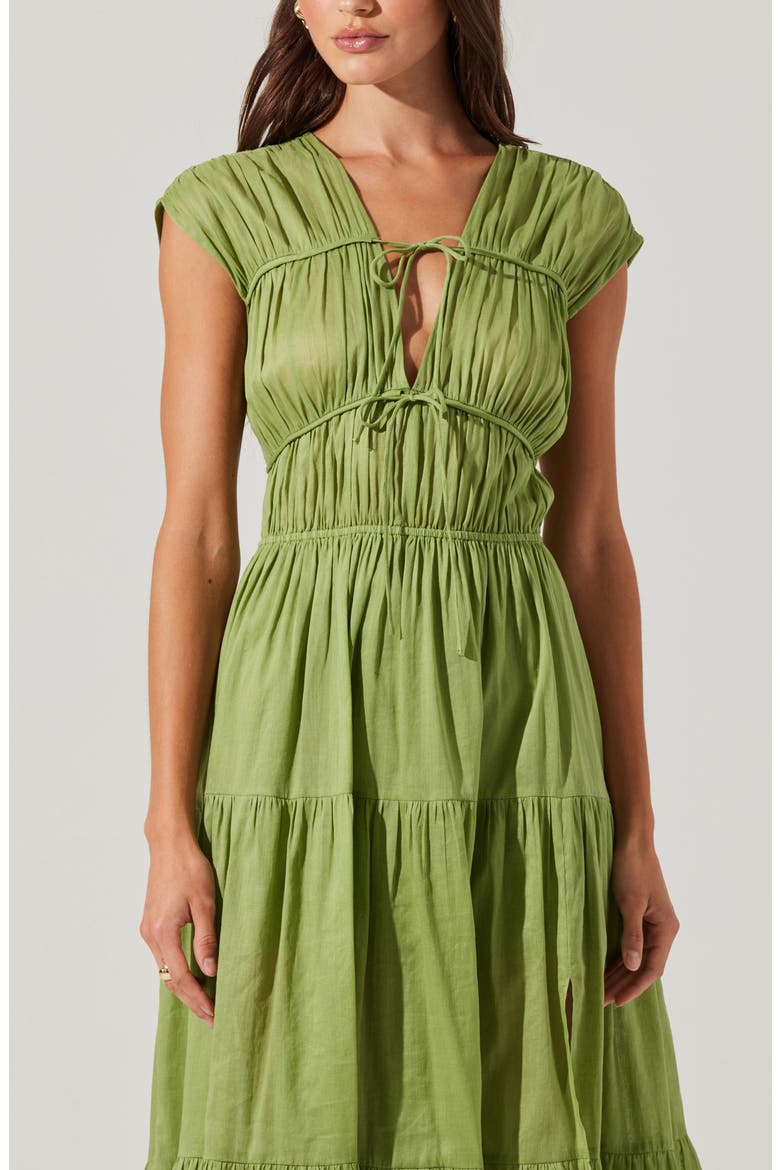 Alexandria Cap Sleeve Linen Blend Maxi Dress, Alternate, color, MATCHA