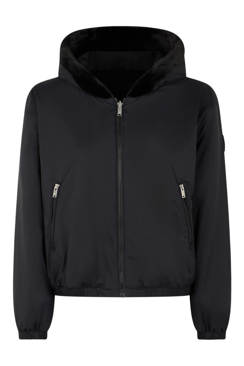 Eaton Bunny Reversible Faux Fur Hooded Jacket, Alternate, color, BLACK/BLACK - 313