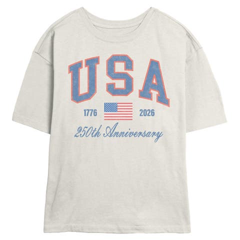 Junior's 250th Anniversary Usa Short Sleeve Skimmer T-shirt