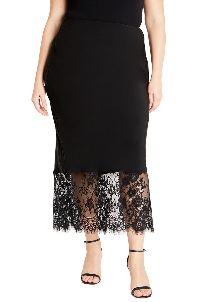 City Chic Fay Lace Hem Maxi Skirt, Main, color, 