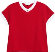 Versace Cotton Ringer V-Neck T-Shirt