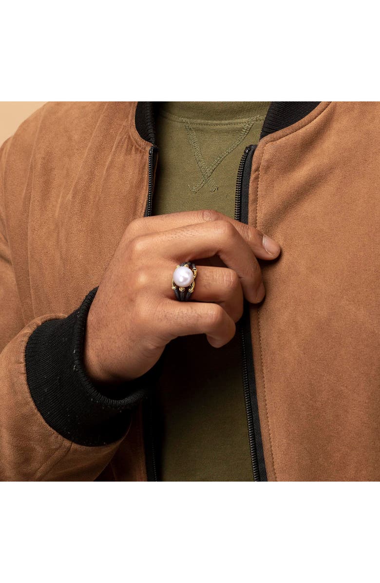 DELMAR Cultured Pearl Two-Tone Ring, Alternate, color, White