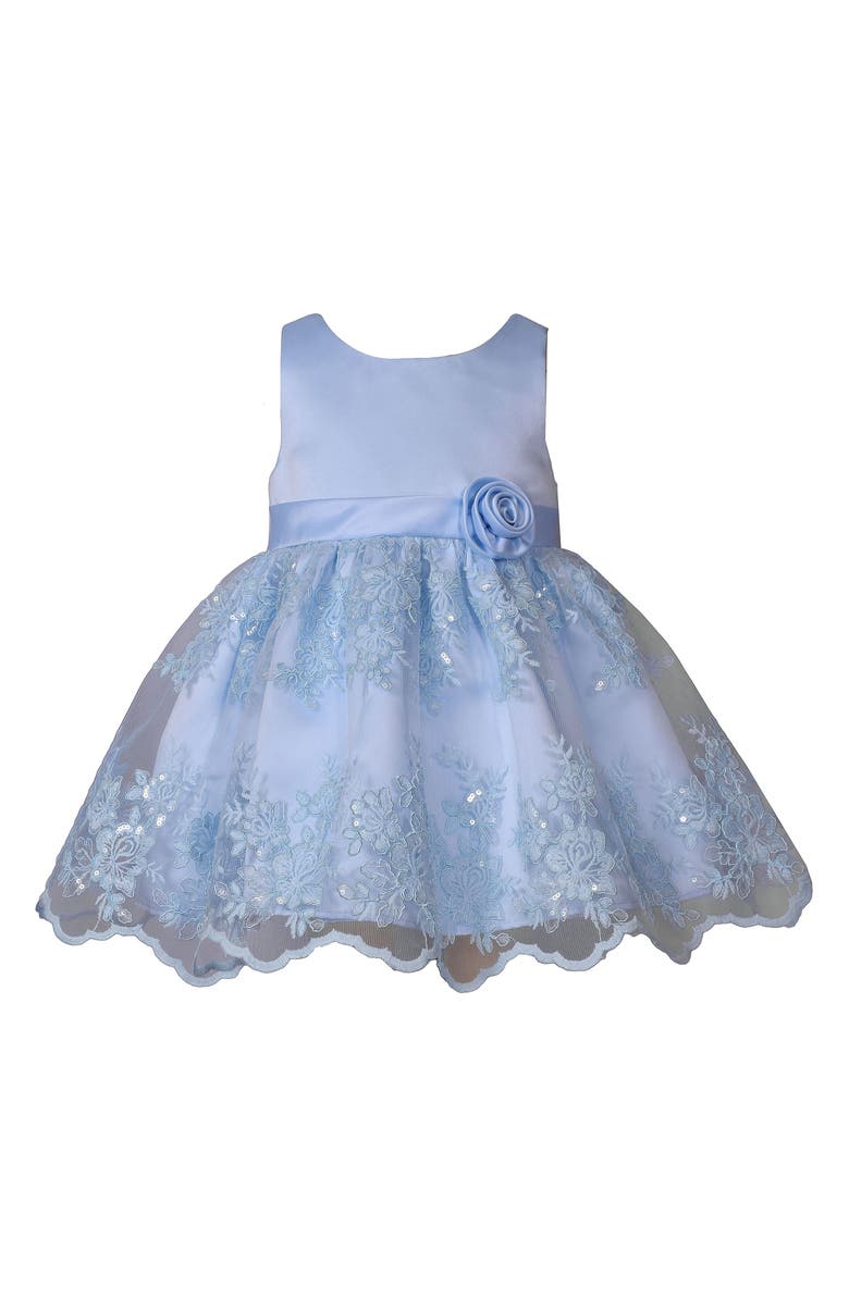 Iris & Ivy Embroidered Satin Party Dress, Main, color, 