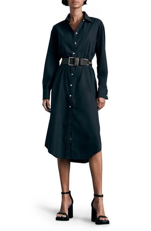 Diana Long Sleeve Cotton Poplin Shirtdress