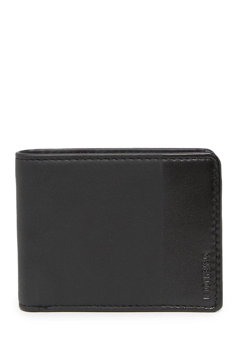 Two-Tone Leather Billfold Wallet, Main, color, BLACK