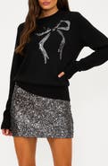 Beach Riot Jolene Sequin Bow Crewneck Sweater