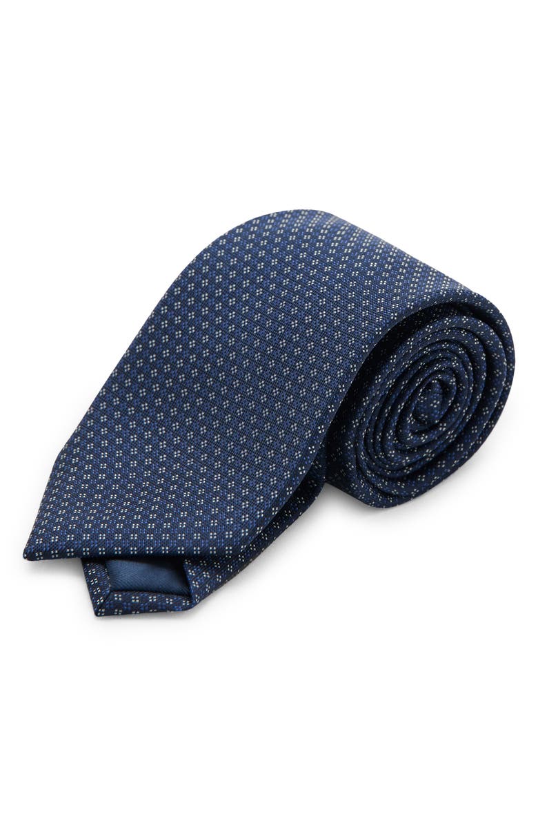 MANGO Silk Blend Tie, Main, color, Navy