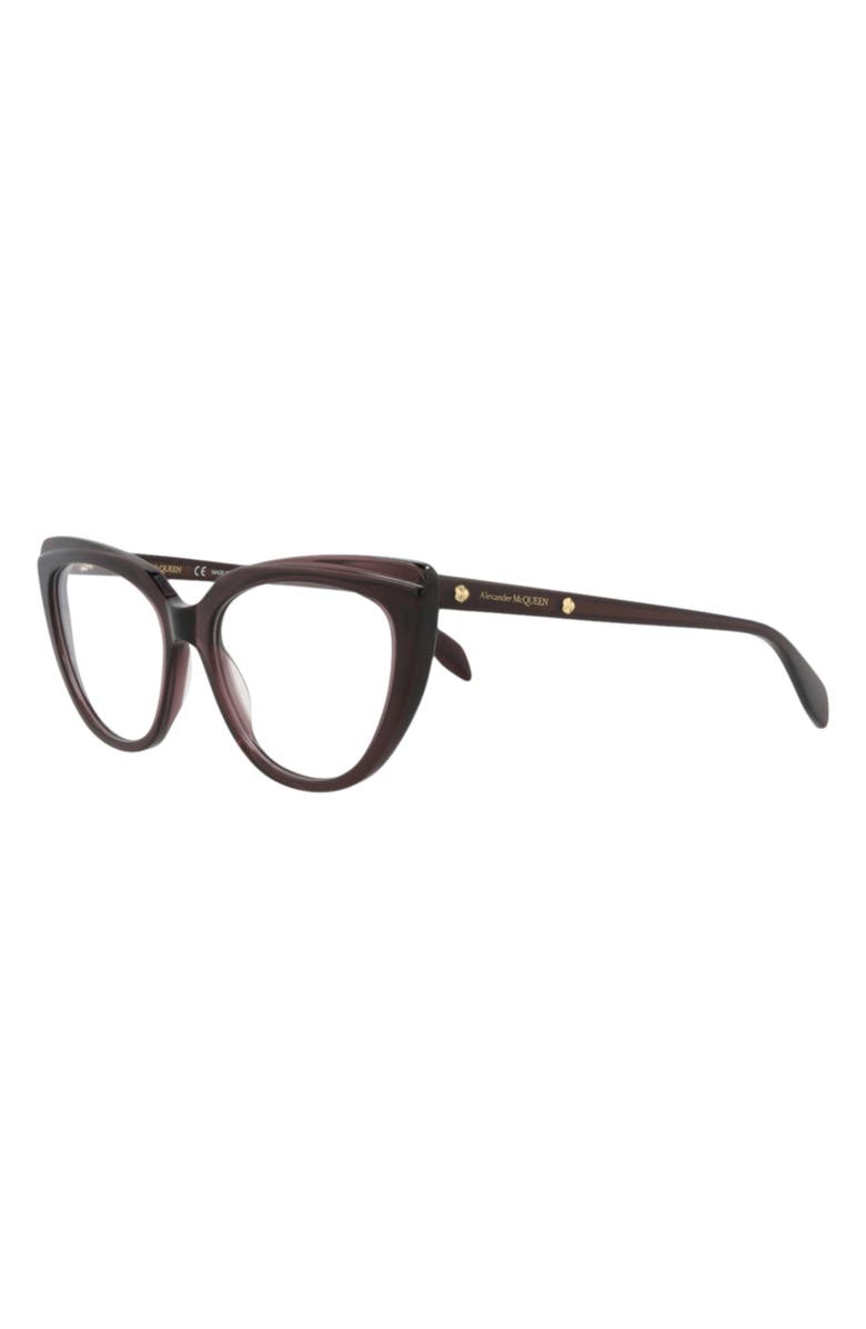 McQueen 53mm Cat Eye Optical Glasses, Alternate, color, Violet Violet Transparent