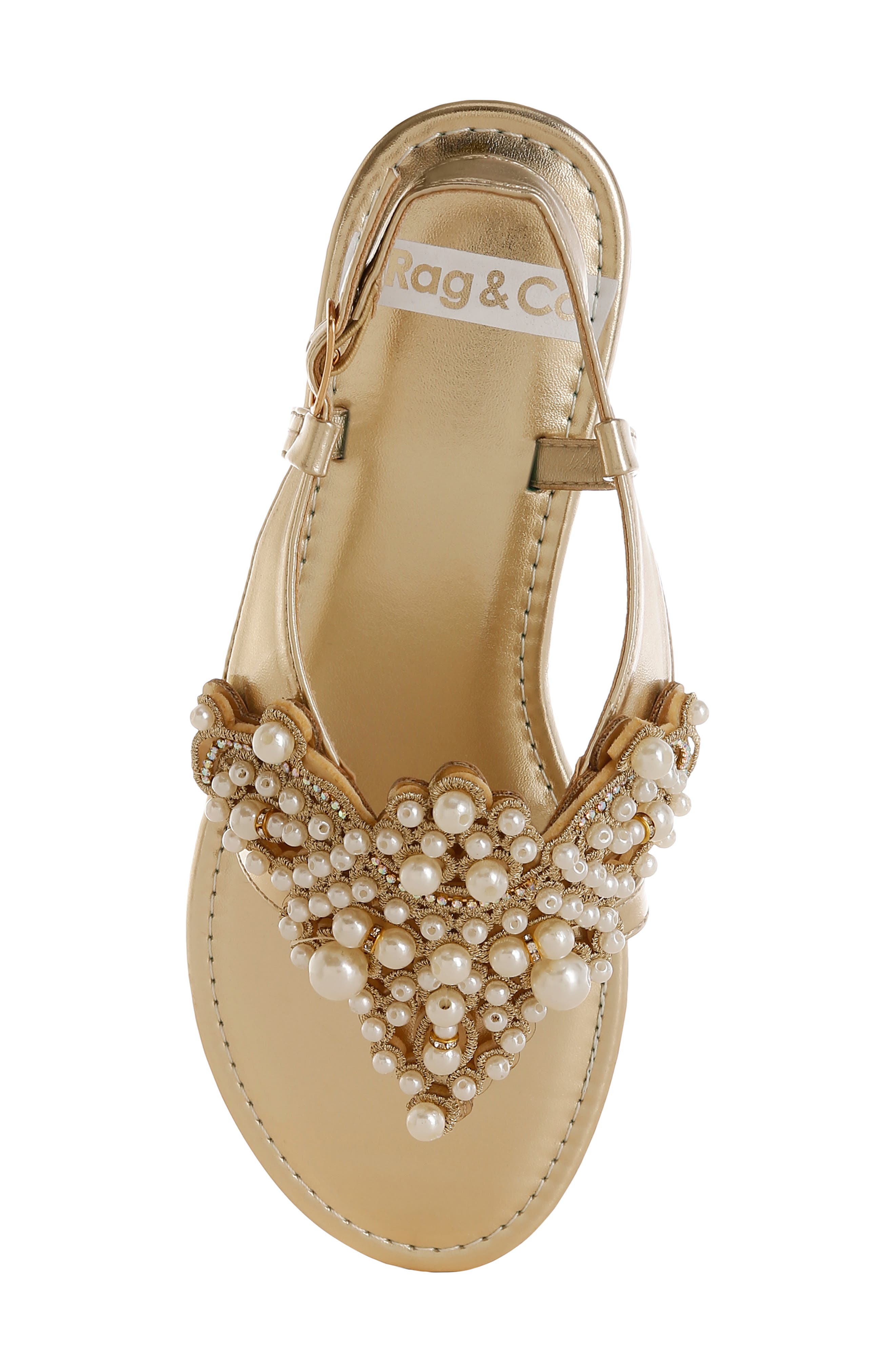 Opazie Faux Pearl Sandal, Alternate, color, GOLD
