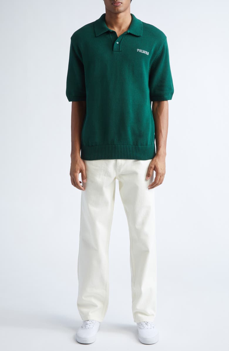 PALMES Embroidered Logo Organic Cotton Polo Sweater, Alternate, color, Dark Green