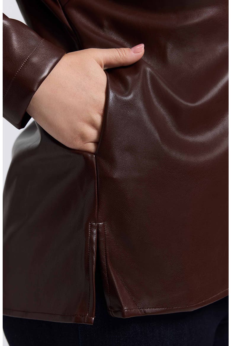 Carolina Faux Leather Button-Up Shirt Jacket, Alternate, color, CHICORY COFFEE