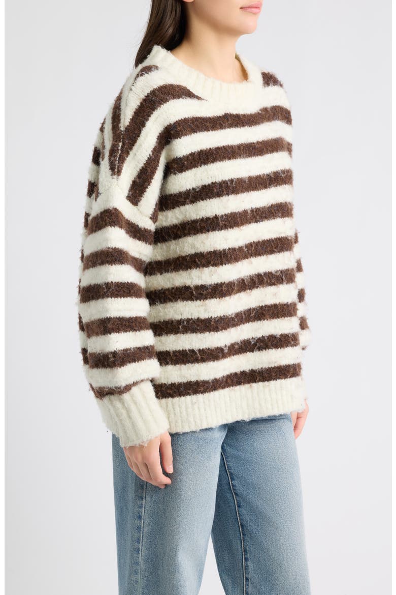 Hartford Striped Crewneck Sweater, Alternate, color, BROWN