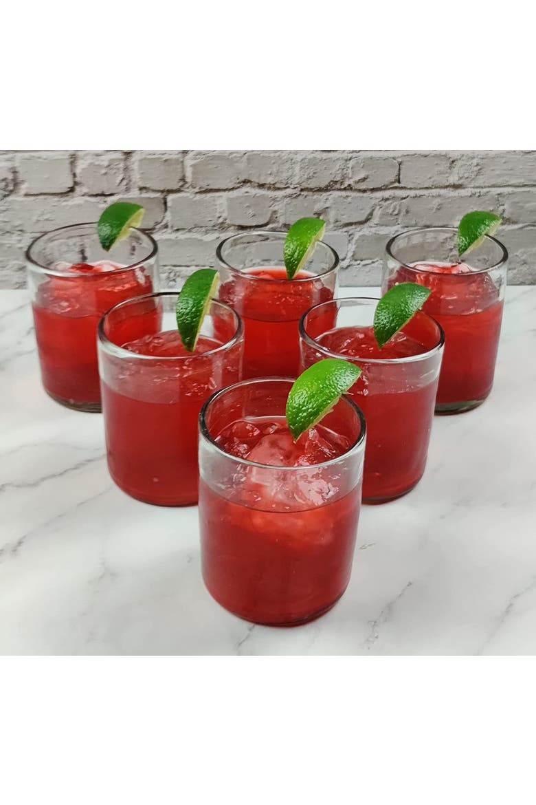 Hand Blown Mexican Drinking Glasses - Set of 6, Alternate, color, Clear