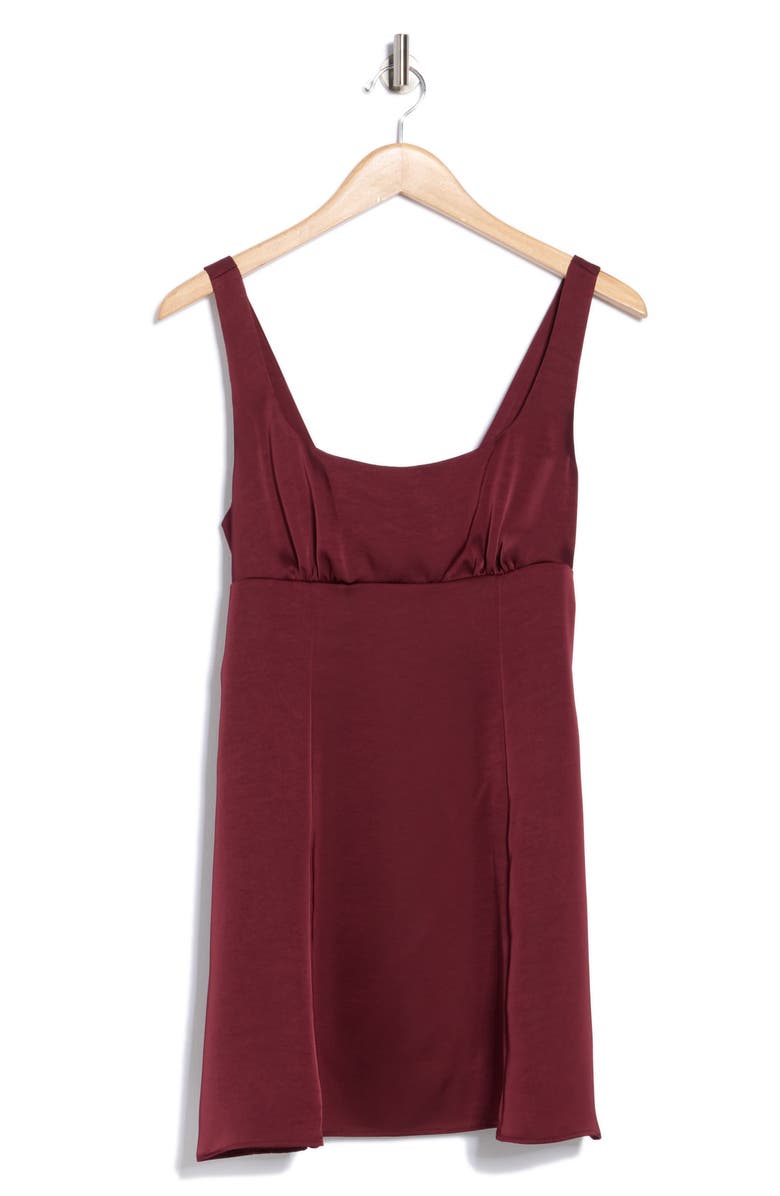 Abound Tie Back Satin Minidress, Alternate, color, Burgundy Tannin