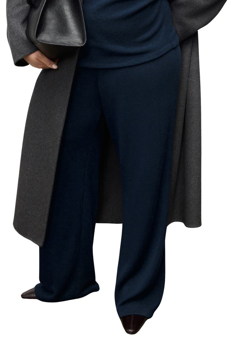 Elastic Waist Straight Leg Knit Pants, Alternate, color, NAVY