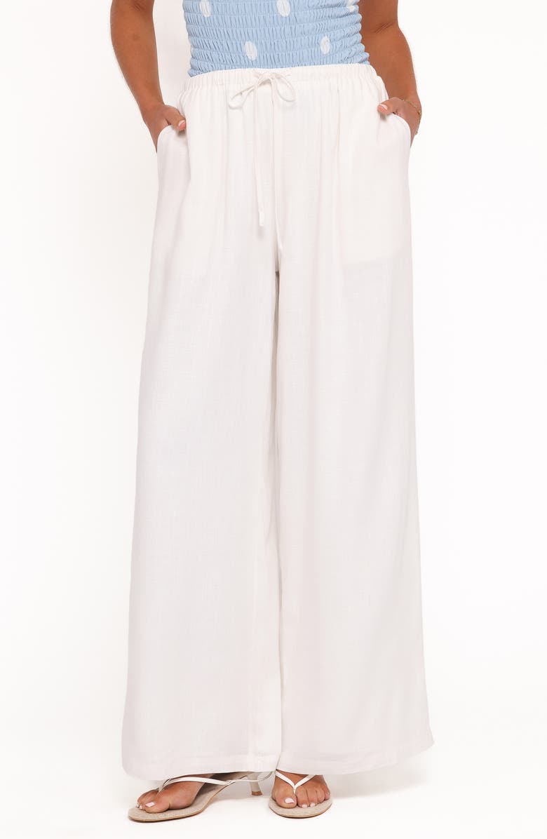 Petal & Pup Elowen High Rise Wide Leg Drawstring Pants, Main, color, White