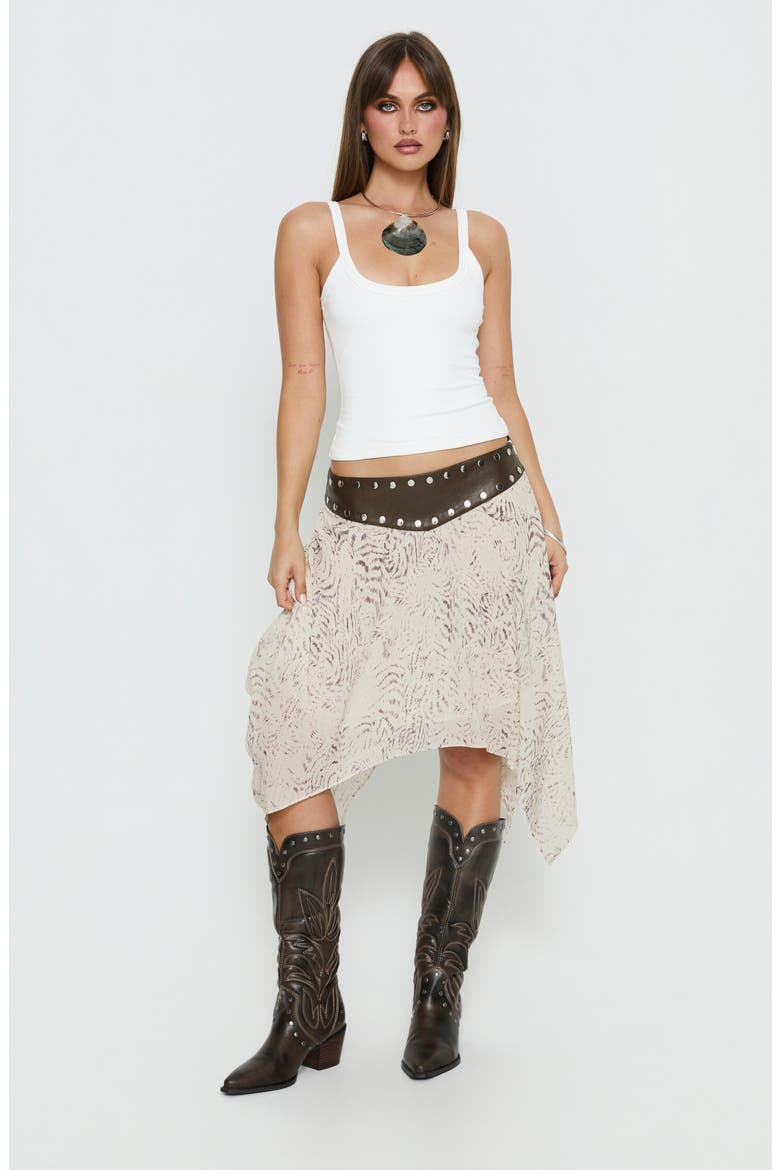 Dark Mirage Stud Asymmetric Skirt, Alternate, color, BEIGE MULTI