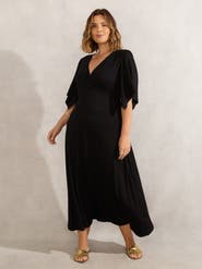 Live Unlimited Jersey Angel Sleeve Wrap Dress