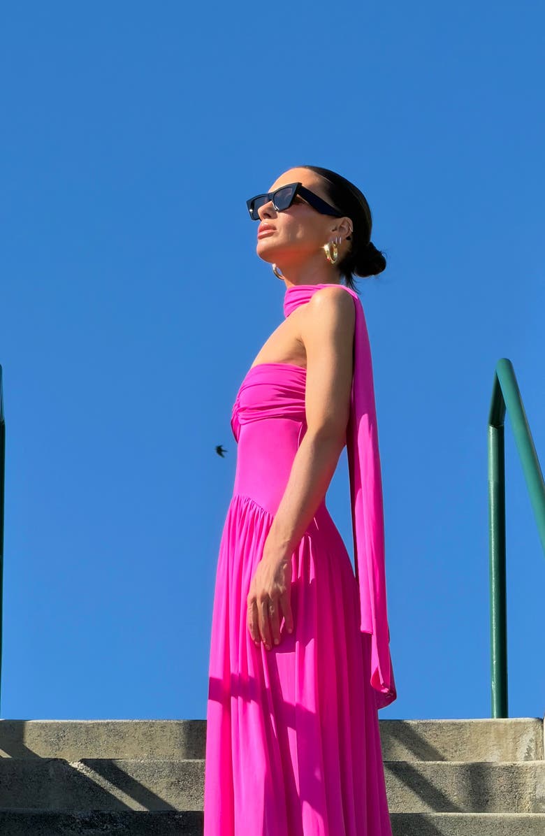 AFRM Rori Scarf Maxi Dress, Alternate, color, Brilliant Pink