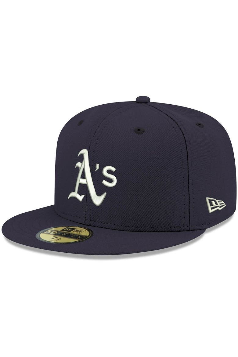 Men's New Era Navy Oakland Athletics White Logo 59FIFTY Fitted Hat, Main, color, Navy