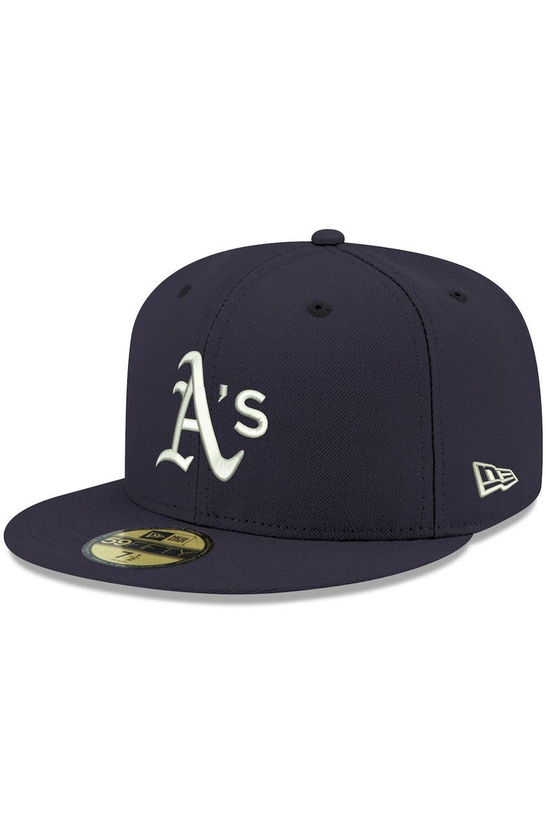 New Era Men's New Era Navy Oakland Athletics White Logo 59FIFTY Fitted Hat, Main, color, Navy