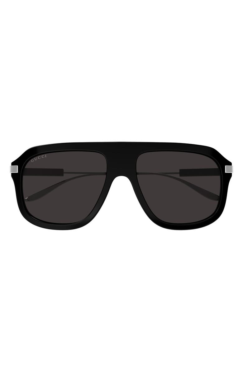Gucci 57mm Navigator Sunglasses, Main, color, 