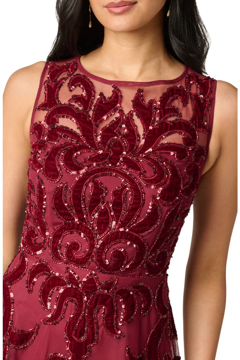 Sequin Scrollwork Gown, Alternate, color, MAHOGANY