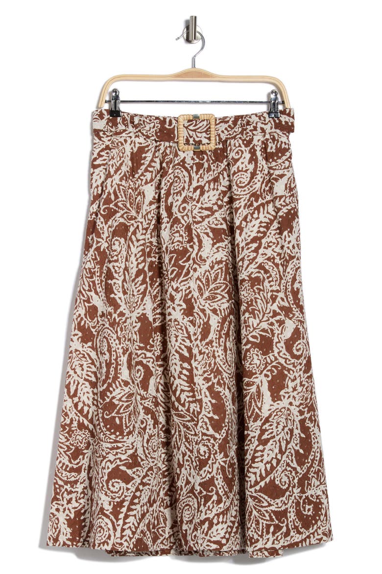 Print A-Line Skirt, Alternate, color, BROWN / IVORY PRINT