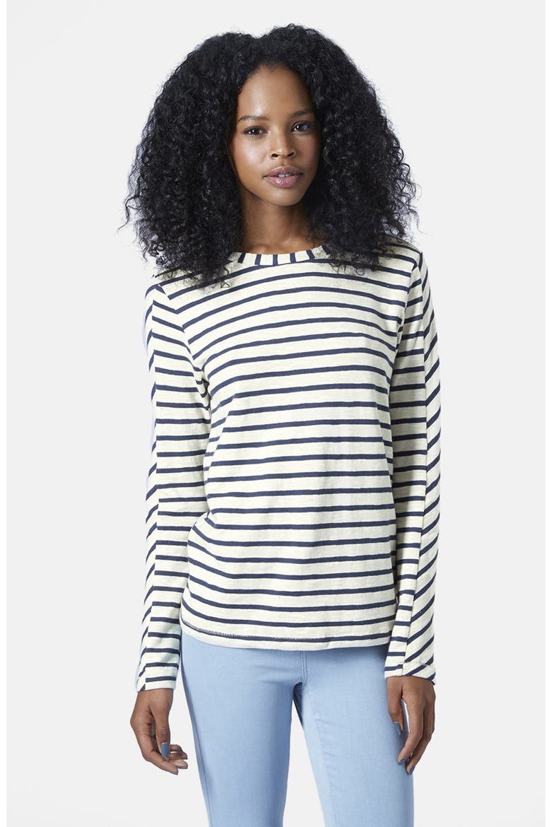 Long Sleeve Stripe Top, Main, color, NAVY BLUE
