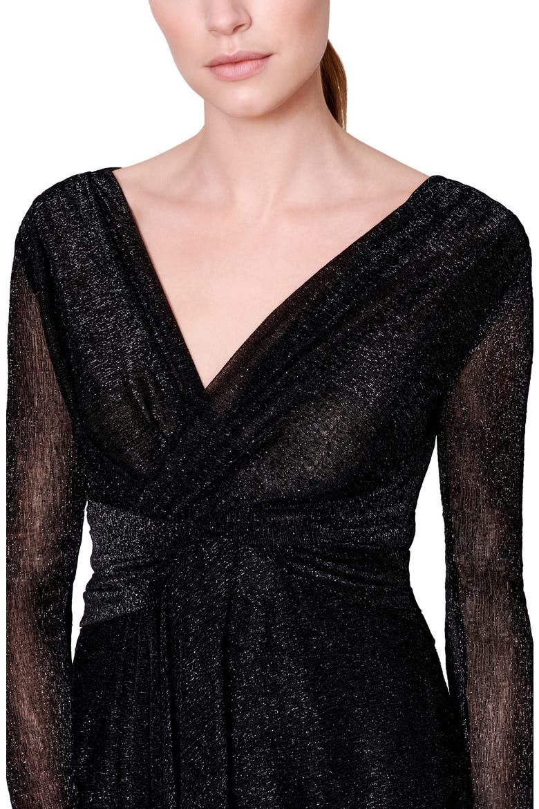 Metallic Voile Long Sleeve Dress, Alternate, color, BLACK