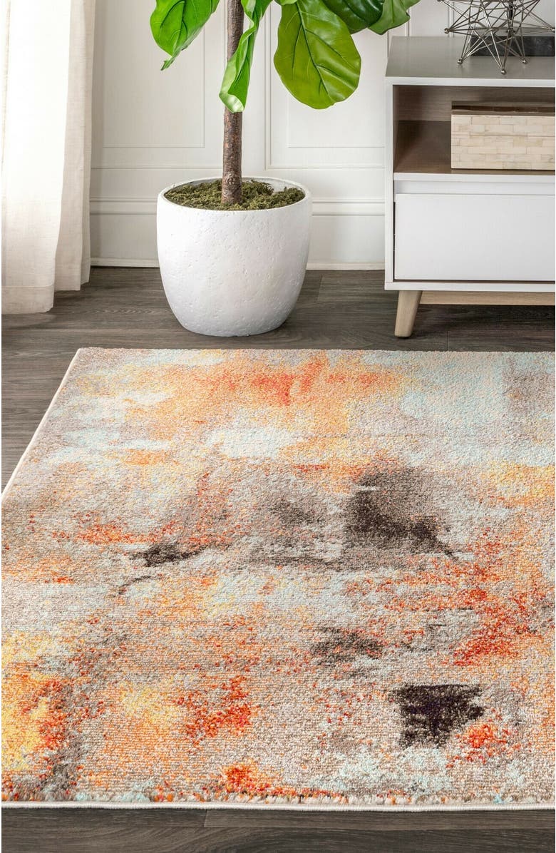 JONATHAN Y Contemporary POP Modern Abstract Vintage Area Rug, Alternate, color, Orange-Cream