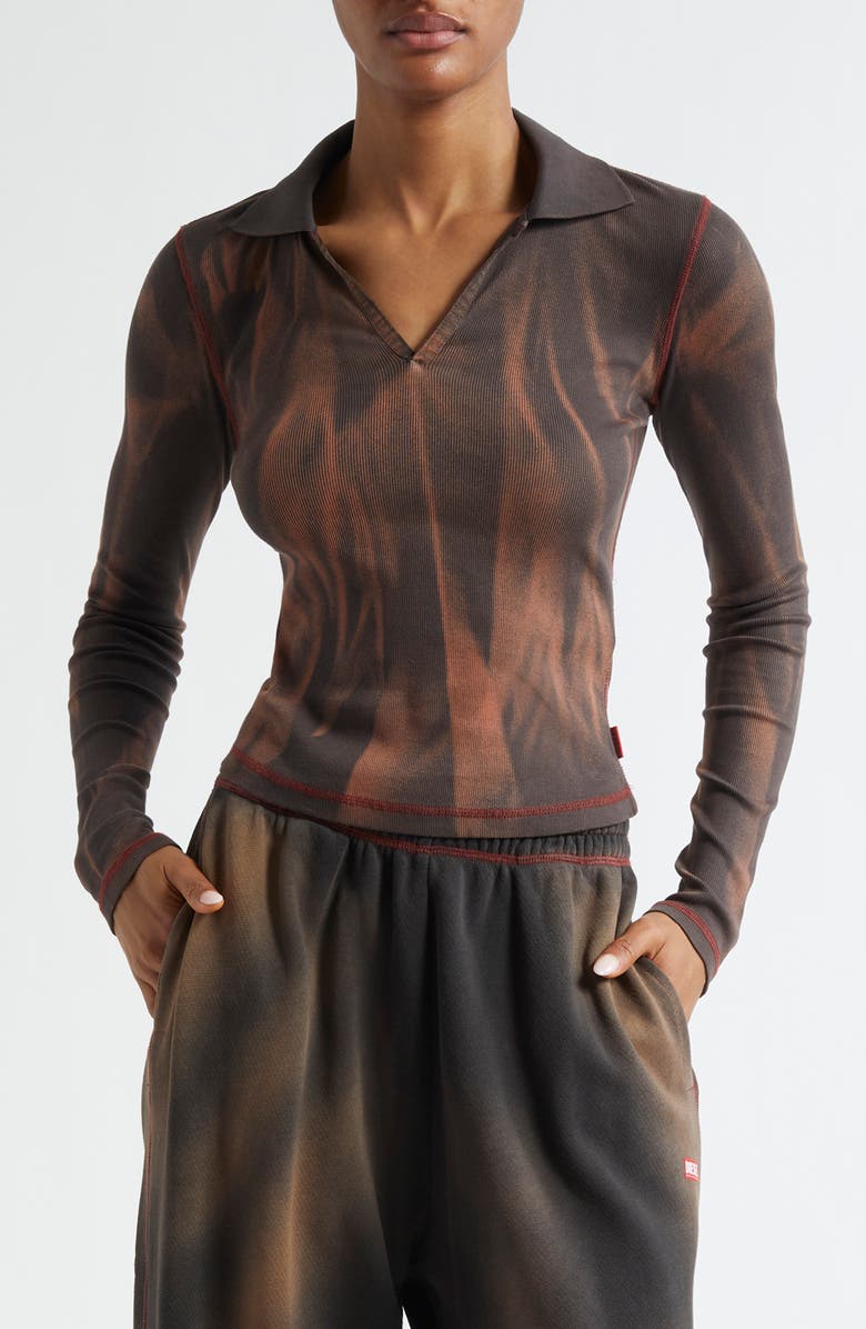 DIESEL<sup>®</sup> T-Ribs Long Sleeve Stretch Cotton Rib Polo, Main, color, 