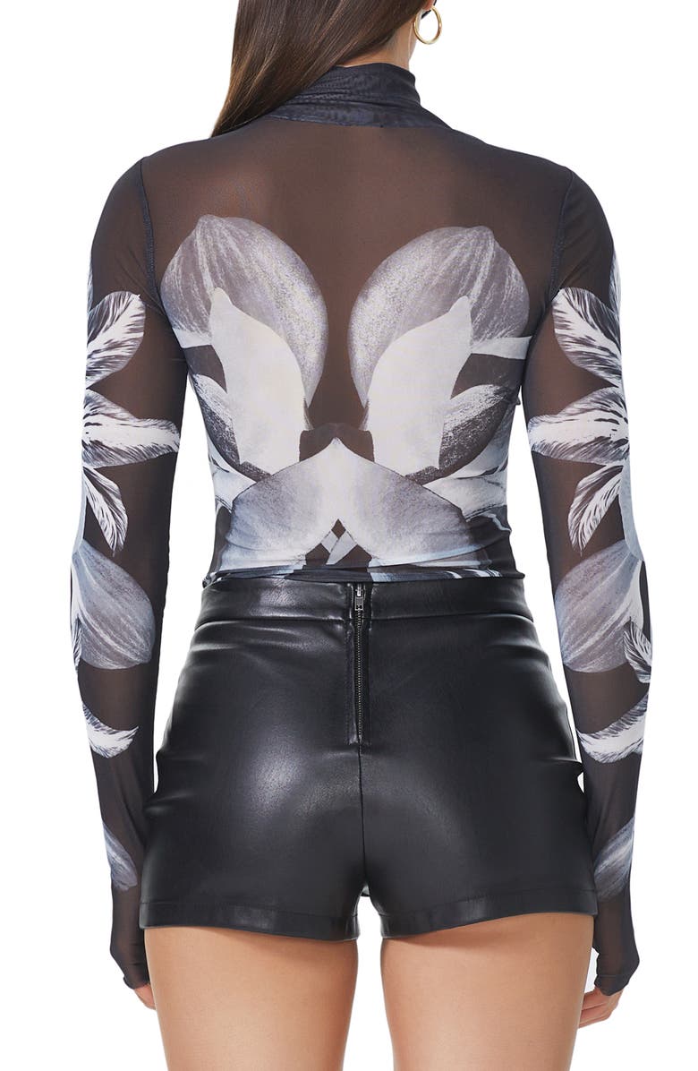AFRM Zadie Print Mesh Turtleneck Top, Alternate, color, 