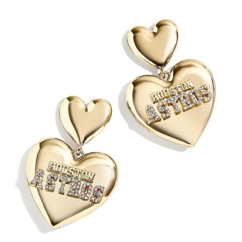 x Baublebar Houston Astros Heart Statement Drop Earrings