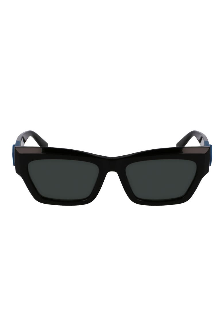 Medallion 53mm Modified Rectangular Sunglasses, Main, color, BLACK