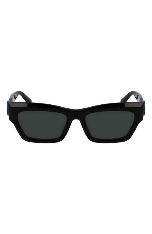 Longchamp Medallion 53mm Modified Rectangular Sunglasses In Black