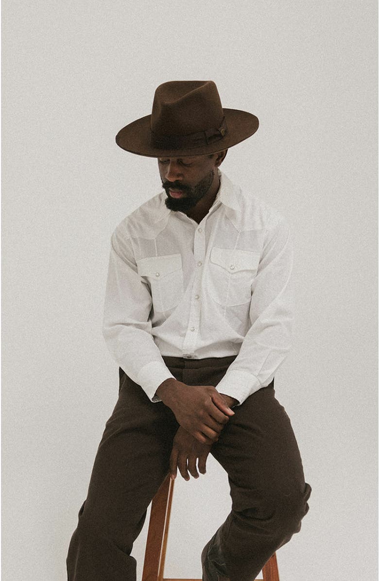 Two Roads Hat Co. Delmar Distressed Felt Fedora, Alternate, color, Dark Brown