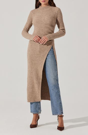 Astr The Label Mock Neck Rib Longline Sweater